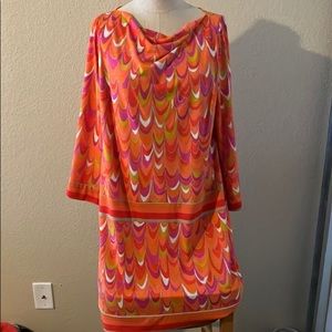 Short dress size 14 color orange/pink/white brand Trina Turk